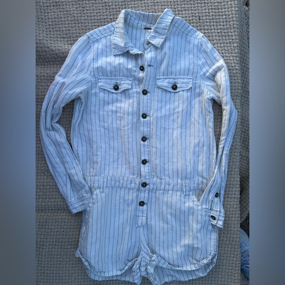 FREE PEOPLE S/P Womens White Striped Tie-Front Romper - Picture 12 of 12